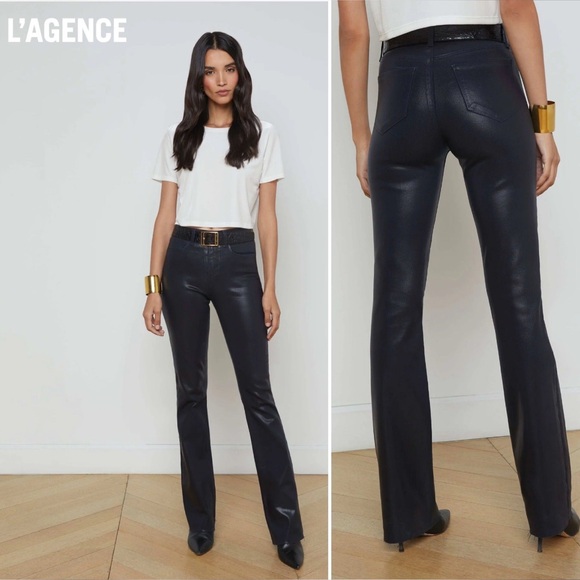 L'AGENCE Dark Navy Ruth Coated Denim Jeans - Picture 1 of 1